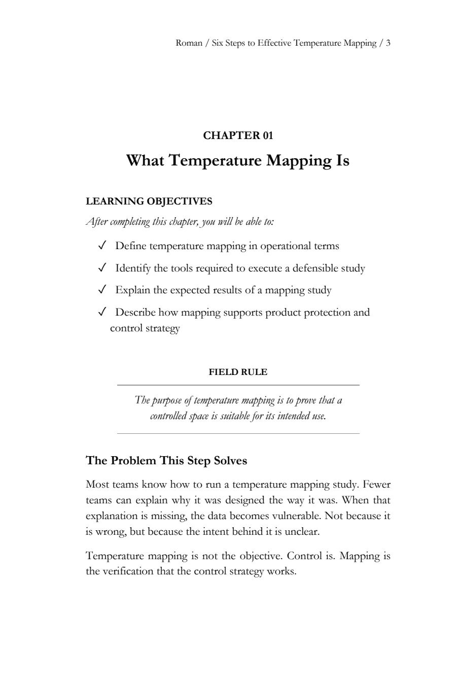Chapter 1, What Temperature Mapping Is, with learning objectives